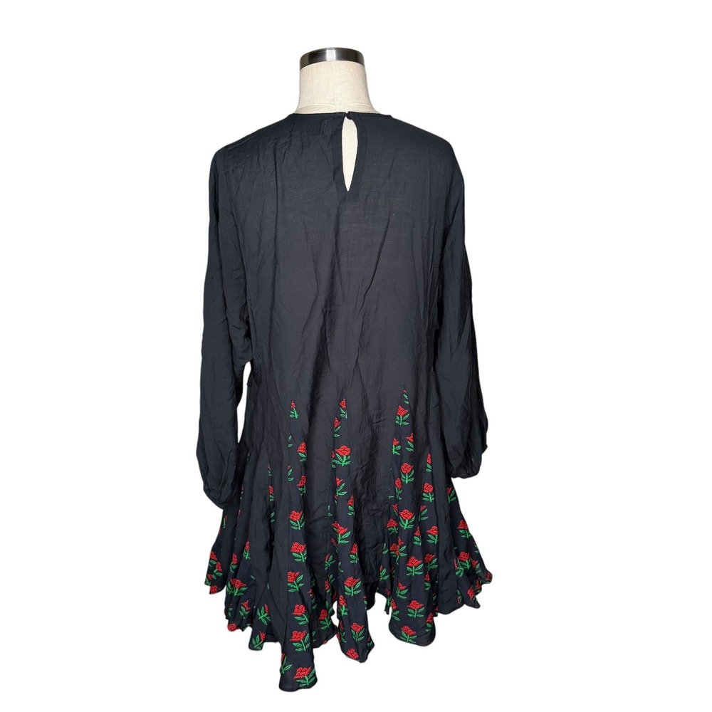 RHODE Ella Floral Paneled Mini Dress Black Rose Floral Godet Hem Women's Size XS - Picture 6 of 8